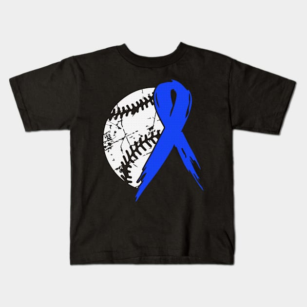 Baseball Tackle Chronic Fatigue Syndrome Awareness Blue Ribbon Warrior Support Survivor Hope Kids T-Shirt by celsaclaudio506